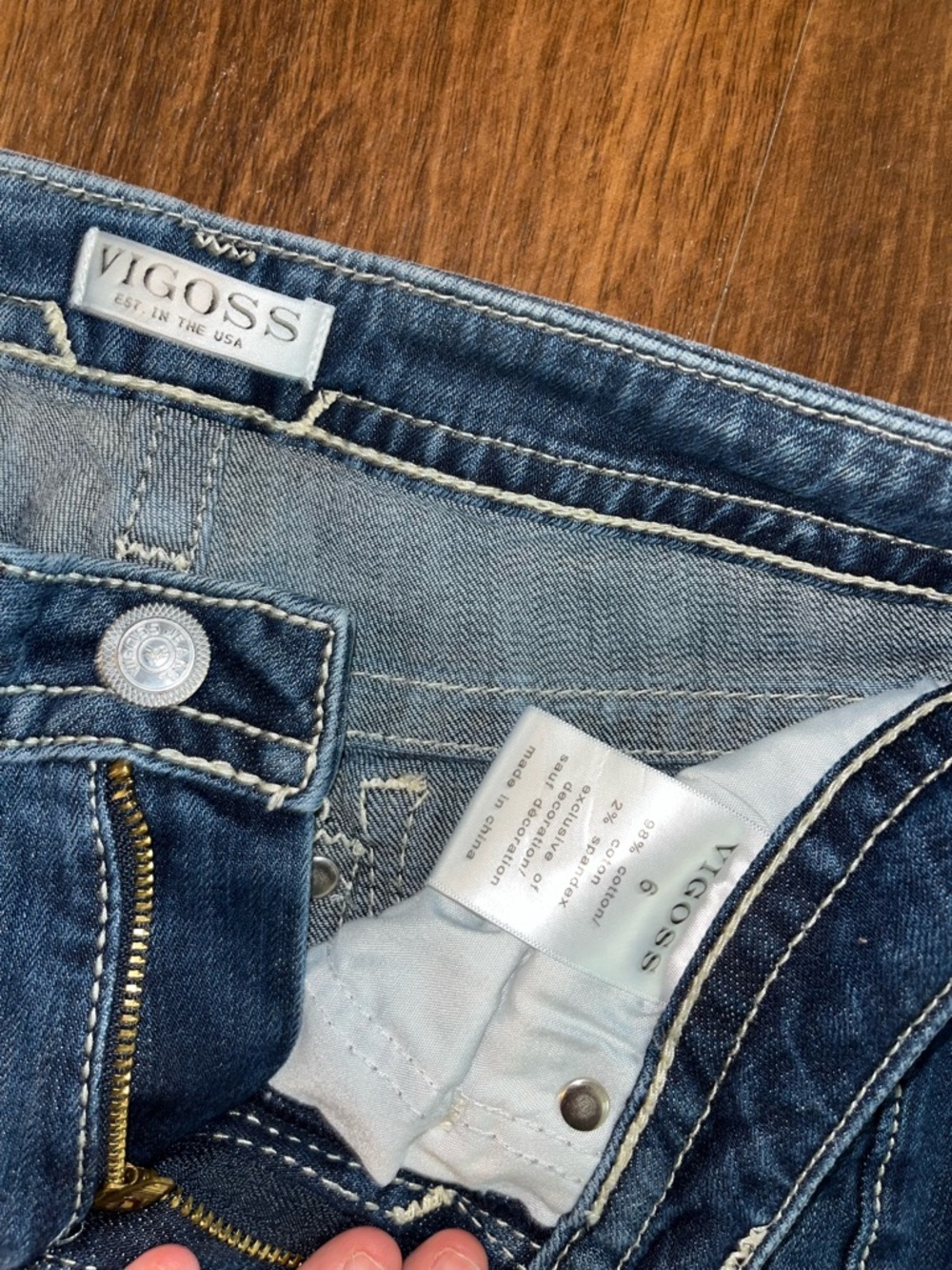Vigoss Blue Denim Jeans with Contrast Stitching - Picture 3 of 3
